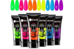 ‎UR SUGAR UR SUGAR Polygel Set Farben Neon, 6 Farben Poly Extension Gel Nägel Set Poly Nagel Gels Tuben Nagelverlängerung Builder Gels Neon Grün Gelb für Nägel Nagelset Fräser Extension Building Nagel