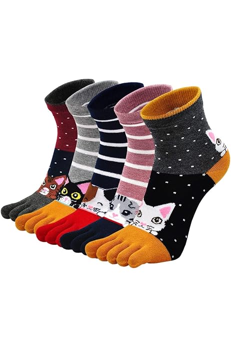 COLLBATH Lot De 5 Paires De Chaussettes à Cinq Doigts Pour