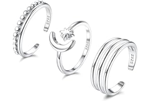 Krfy 925 Silber Zehenringe für Damen Verstellbares Band Pinky Ringe Minimalistischer Strand Fuß Schmuck 3Pcs Open Zehenringe Set