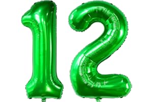 IEFOAH 40in Dark Green Balloon Number 12, Helium Foil Mylar Green 12 Balloon for Birthday Party Wedding Anniversary Decoration (Green, Number 12)