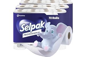 Selpak Professional Toilet Paper 72 Rolls, 3 ply Toilet Rolls Bulk Buy, Luxuriously Soft, Gentle and Hypoallergenic Bulk Toilet Rolls - Sustainable Toilet Tissue - Dermatologically Tested Loo Roll