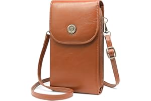 GOUNNU GOUNU damska torba na telefon komórkowy, 3 przegródki, damska portfel RFID z 5 kieszonkami na karty, torba na ramię ze skóry PU