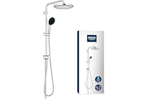 GROHE Vitalio 250, Duschset ohne Armatur, wassersparend, 8l pro Min (Regendusche für vorhandene Duscharmaturen, Duschkopf 2 Strahlarten, Duschstange 74cm, Duschsystem), rund, chrom, 26680001