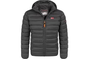 Geographical Norway Herren Herbst Winter Jacke warm gefüttert Steppjacke Outdoor Leicht Kapuzenjacke Winterjacke