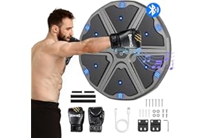 Todeco Machine de Boxe Musicale Adulte et Enfant avec Gants, 9 Modes de Vitesse Cible Boxe Mural Musique avec Comptage Automatique, LED Machine De Boxe Musicale,Bluetooth Music Boxing Machine