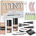 Lomansa Brow and Eyelash Tint Kit, Black & Brown Lash Tint, 4 in 1 Quick Dye, Last up to 4 Weeks, Suitable for Salon & Home Use with All Tools