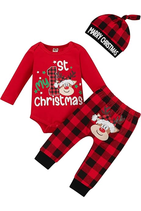 Geagodelia Baby Weihnachts Outfit Set - My First Christmas Mit Body & Hosenträger