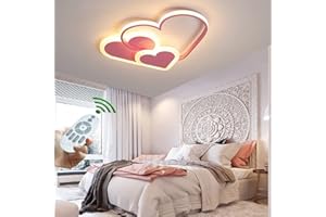 LANEKD LED Lámpara de techo Infantil Dormitorio de Niño y Niña Luz de Techo Regulable con Control Remoto Lamparas Moderna Forma de Corazón Diseño Acrílico Pantalla para Salon Comedor Interior Iluminacion