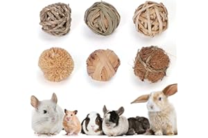 Nobleza Lot de 6 balles de Jeu pour Petits Animaux, Boules d'herbe à mâcher et Jouets à mâcher roulants pour améliorer la santé Dentaire Des Hamsters