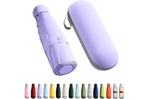 Trenovo Reise-Regenschirm – Mini Faltbarer kompakter Regenschirm mit Etui, 8 Rippen, leichter tragbarer Regenschirm, kleiner Sonnen- und Regenschirm, Taschenschirm für Mädchen und Frauen