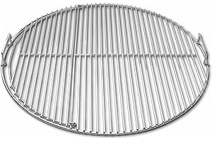 SLOW 'N SEAR SnS Grills EasySpin Charcoal Grill Cooking Grate, 304 Stainless Steel, Large Hinged Opening, Perfect for 2-Zone Cooking, Replacement Grate Compatible with Weber & Other Grills - 22” Inches