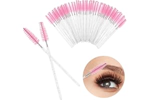 ASTER 50 sztuk szczoteczek do rzęs, jednorazowe kryształowe pędzelki do rzęs, pędzle, maskara, magiczne różdżki, przedłużanie rzęs, aplikator, pędzel, kryształowe narzędzia do makijażu oczu, do salonu