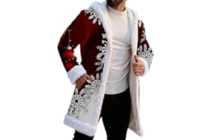 JVHYANFUL Weihnachtsoutfit Herren Mantel Herren-Strickjacke Mit Kapuze Weihnachtsdruck Weihnachtsumhang Für Oversize Taschen Weihnachtsmantel Bequem Strickjacken Lässig Capes Vintage Weihnachten