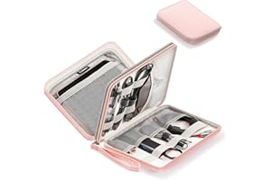 SOOMFON Sac Rangement Câble Organisateur Électronique Multifonctionnel Double Antichoc Anti Humide Pochette pour Câble, Clés USB, Powerbank, Cartes SD, Chargeur, Écouteur, Disque Dur, etc (Rose)