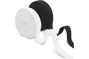 Romon Elastique Couture, Long Bande Elastique Couture, Ruban Elastic, Couture Blanc et Noir Deux Rouleaux de 20mm × 10m, Bande pour Extendeurs de Taille Ceinture, Large Perruque Ruban pour la Maison