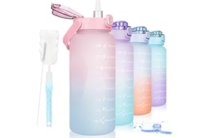 GXCROR Water Bottle 2L BPA Free Sport Drinks Bottle with Portable Handle 2 litre water bottle with Time Marking & Lock Cover, Leak Proof,for Gym, School,Outdoor,Sports,Fitness& Office