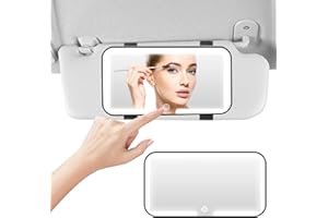 NOAYA Vanity Mirror with Lights - 3 Color Temperature Sun Visor Makeup Mirror with Touch Control, Rechargeable Car Interior Accessory (Black)