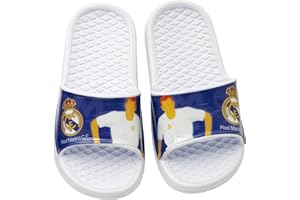 REQUETEGUAY Tongs Real Madrid pour plage ou piscine | Flip-Flop Real Madrid Club de football | Sandales Real Madrid pour enfants