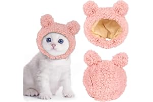 IHLOOTD Chapeau pour Chat, Bonnet pour Chat d'hiver Casquette Chien Mignon pour Petit Chat Chien, Accessoire de Costume (Rose)