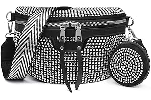 HNOOM Sac Banane Femme Cuir PU Sac bandoulière Femme Petit Sac a Main Femmes Bandoulieres avec Porte Monnaie Amovible, Sac Telephone Portable Femme avec Large Sangle Réglable et Amovible (B-Argenté)