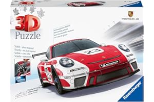 Ravensburger - Puzzle 3D Véhicules - Porsche 911 GT3 Cup Salzburg avec grille de construction - A partir de 10 ans - 108 pièces numérotées à assembler sans colle - Accessoire de finition inclus -11558