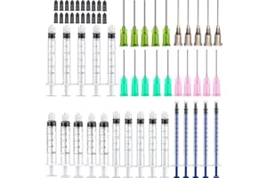 GUFASTOE 20 Pack Siringa con punta da ago Blunt - 1ml/2.5ml/3ml/5ml Siringhe con 14ga, 16ga,18ga,20ga Blunt Needles - Ideale per la misura di liquidi, vapori, oli dispersi e Glu Applicator