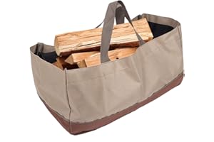 HERCHR Tronco portador de leña, Bolsa grande de lona para portador de troncos, Soporte para leña Bolsa de almacenamiento de madera para chimenea para acampar, Barbacoa