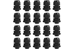 Faankiton 20PCS PG7 Adjustable Cable Glands, Waterproof Nylon Cable Glands, Cable Gland Waterproof Nylon Cable Connectors, Thread Gland Connectors, Cable Gland Wire Protector with Locknut, Black