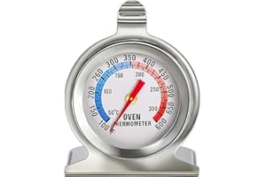 LUMITREX Thermomètre Four avec Grand Cadran Acier Inoxydable Thermomètres Cuisson au Lecture Facile Double Échelle Temperature Four avec Verre Trempé 50-300°C/100-600°F pour Fours Ventilateur Gaz Électriques