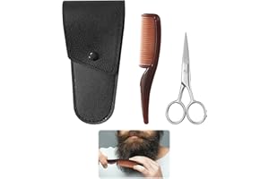 Qianeffort Modern Stainless Steel Beard & Eyebrow Trimming Set with Comb, Black, Silver & Brown, Multi-Function Moustache Kit