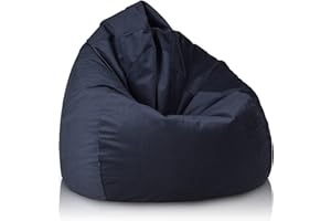 Ecopuf Fuzzy - Pouf Poltrona Sacco in Microfibra - Puffo per Sedersi - Puff Poltrona Relax - Pouf Sacco con Imbottitura in Palline di Polistirolo - Arredamento Casa - 80x110 cm - Blu Notte A41