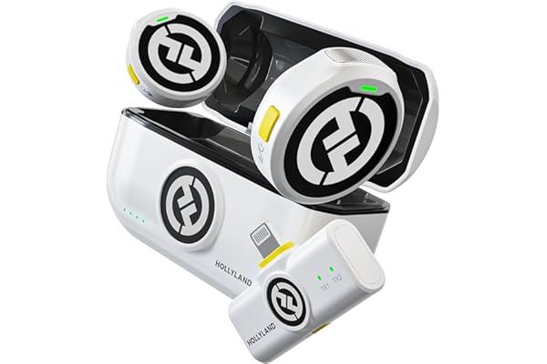 Hollyland Lark M2 Micrófono Inalambrico Solapa Compatible con iPhone, Certificado MFi, 300m, Hi-Fi Audio, Cancelación de Ruido, 30H, Microfono Inalámbrico para Podcast, Livestream, Vlog - Blanco