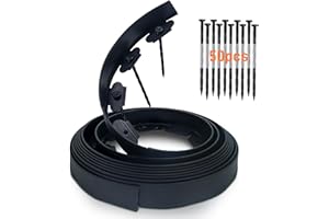 CHEOAR Bordure de Jardin 10m, Bordure de Pelouse Flexible avec 50 Piquets, Hauteur 10 cm, Bordure Jardin Plastique pour Délimitation Parterre, Allée Jardin et Arbres, Noir