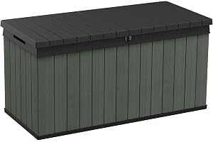 Keter Darwin 511L utomhus trädgårdsmöbler förvaringsbox grön evotech+ träutseende och känsla | blekningsfri | alla väderbeständiga | säker och säker