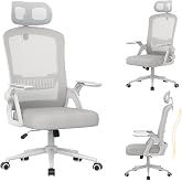 naspaluro Ergonomic Office Chair, Desk Chair with Headrest | Folding Armrest, Breathable Mesh Seat, Swivel Chair for Computer