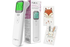 FORA Termometro Digitale Bambini - Multifunzione Orecchio e Fronte con Indicatore a Colori, Modalità Silenziosa, Memoria – Igienico e Compatto per Mamme Forti e Premurose