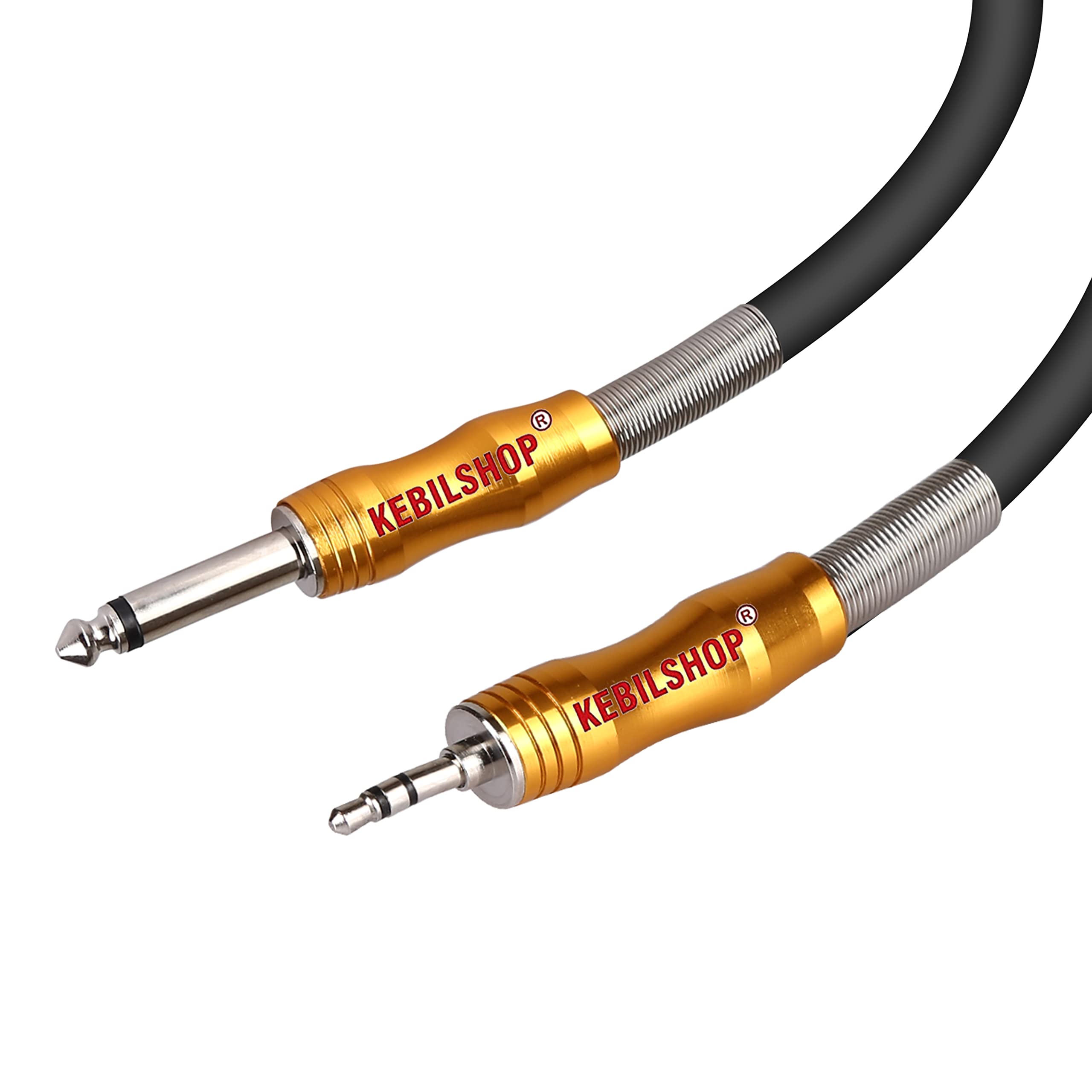 KEBILSHOP 3.5mm 1/8" Male to 6.35mm 1/4" Male Stereo 5 Meter/16 Feet Audio Cable with Zinc Alloy Housing for Headphones,Laptop,Home Theater Devices, and Amplifiers & More (5 Meter/16 Feet, Black)