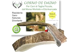 ARTISAN GIFT CO Corni di Daino da Masticare per Cuccioli e Cani, Palco 100% Naturale - peso minimo Confezione 120gr. (2 unità (Confezione da 1), S)