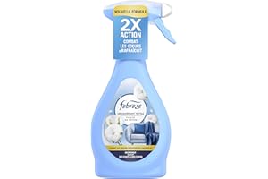 Febreze Textile Spray Désodorisant, Pureté De Coton, 385 ML, Élimine Les Odeurs Emprisonnées Dans Les Tissus Et Laisse Un Parfum Frais