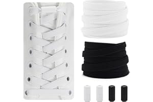 Dafannis Lacets Élastiques - Lacets Chaussures pour Enfants, Adultes, Baskets - 2 Paires Lacet Universels, 8 mm de Largeur, Plats, Lacet Chaussures Sans Noeuds, avec Fermeture en Métal