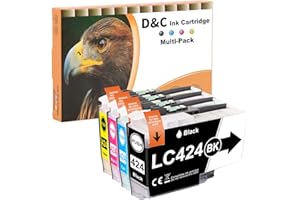 D&C LC424 LC 424 wkłady Value Pack kompatybilne z Brother LC-424 LC424 LC-424VAL do Brother DCP-J1200W DCP-J1200WE kartridże do drukarek (1 czarny 1 cyjan 1 magenta 1 żółty)