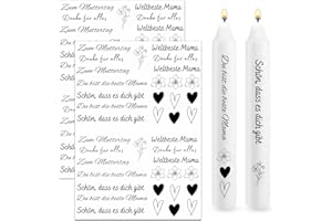 Bolosa 2 Stück Kerzentattoos Muttertag A4,Wasserschiebefolie Kerzen,Kerzen Aufkleber Geburtstag,Kerzensticker Kerzenfolie,Kerzen Tattoofolie Sprüche Geschenk Mama für Lieblingsmensch,Happy Birthday