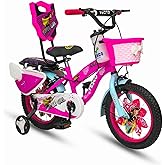 VESCO Super Girl 14T Cycle for Kids Girls with Balance Wheel & Back Carrier | Rigid Fork | Frame 9 Inch | Ideal for 3 to 5 Ye