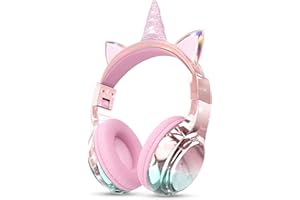 JYPS Bluetooth Kopfhörer Kinder, Metallisch Kabellose Kopfhörer Kinder Over Ear mit 74/85dBA Lautstärkebegrenzung, 40 Stunden Spielzeit, ab 3 5 6 7 für iPad/Schule/Tablet