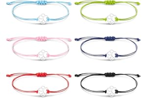 VU100 Set di 6 Braccialetti con Ciondolo a Forma di Zampa di Cane Regolabile, Fatti a Mano, per San Valentino, Compleanno, Amanti degli Animali Domestici, Regalo per Donne e Ragazze