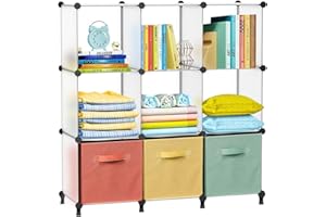 ‎AWTATOS AWTATOS Kleiderschrank mit 9 Würfeln, Storage Shelves, DIY Regal Würfel, PP Steckregal Kunststoff, Kinderregal, Spielzeugregal, Faltschrank, Shelves, Standregal, Weiß ULPZ003