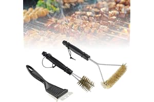 GYYXH 3 Stück Grillbürste Messing für Gussrost, 2-In-1 Grill Bürste Messing mit Edelstahl, Grillbürste Messingborsten Reinigungsbürste, Messingbürste Grill für Gasgrill, Holzkohlegrill, Grillrost