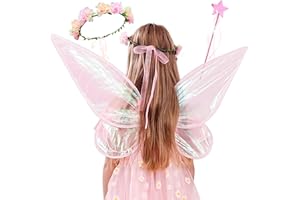 JeVenis Ailes de Papillon Ailes de fée Enfants Fée Ailes de Papillon Costume de fête Fille Costume de fée Fête Cosplay Costume