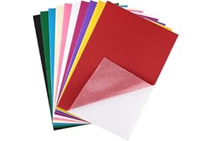 CHRORINE Pack of 10 Multicoloured Felt Fabric Sheets, Self-Adhesive Felt Sheets, 20 x 30 cm, Felt Paper for Arts and Crafts Supplies