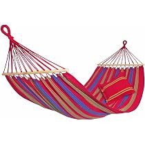 AMAZONAS - Hängematte Aruba Cayenne | Baumwollweiche Stabhängematte mit großer Liegefläche, inkl. Tragetasche | Belastbar bis 180 kg; Liegefläche 2,1m x 1,2m; Gewicht 1,9kg